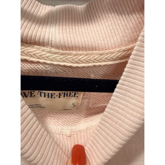 WE THE FREE Pink Mock Neck Ribbed Long Sleeve Oversized Sweatshirt Women S - Picture 6 of 10